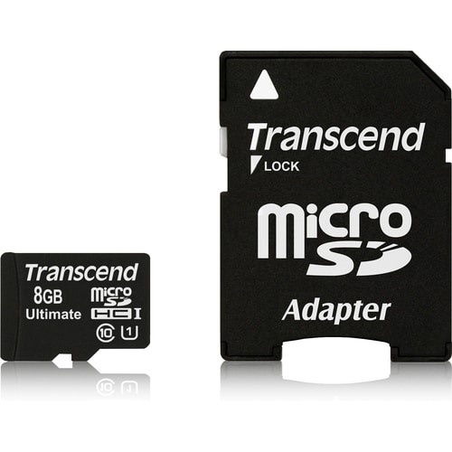 Transcend Ultimate 8 GB Class 10/UHS-I microSDHC - 90 MB/s Read - 45 MB/s Write - 600x Memory Speed - Lifetime Warranty