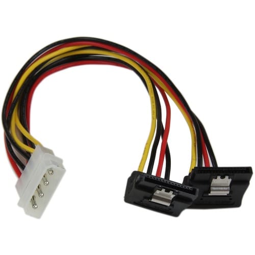 StarTech.com Adaptador Cable 30cm Divisor Molex 4 Pines LP4 a Doble SATA en Ángulo Derecho Cierre Seguridad - Para Disco D