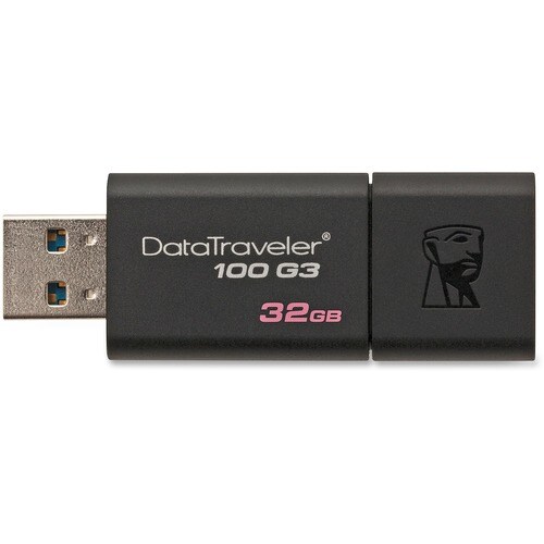 Kingston 32GB USB 3.0 DataTraveler 100 G3 - 32 GB - USB 3.0 - Black - 5 Year Warranty - 1 Each