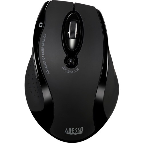 Adesso iMouse G25 Wireless Ergonomic Laser Mouse - Laser - Wireless - 30 ft - Radio Frequency - 2.40 GHz - Black - USB Typ