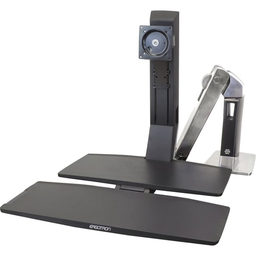 Ergotron WorkFit Mounting Arm for Flat Panel Display - Polished Black - Height Adjustable - 61 cm (24") Screen Support - 9