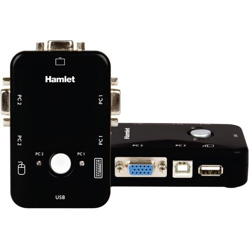 Hamlet KVM Switch per 2 PC + 3 Porte USB + VGA. Consente di condividere due PC o Notebook con un unica tastiera e mouse US
