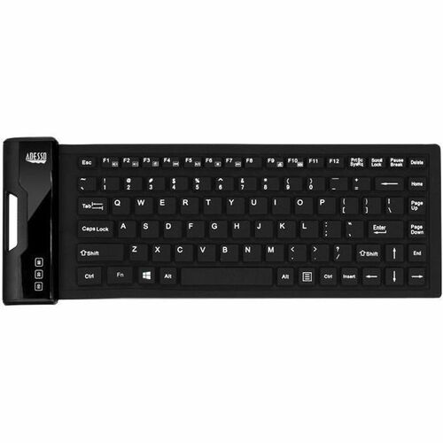Adesso Antimicrobial Waterproof Flex Keyboard (Mini Size) - Cable Connectivity - USB Interface - 87 Key(s) - Media Player,