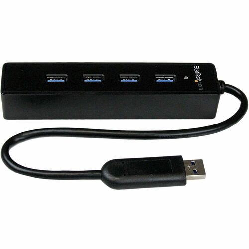 StarTech.com 4 Port Portable SuperSpeed USB 3.0 Hub with Built-in Cable - 5Gbps - Add four external USB 3.0 ports to your 