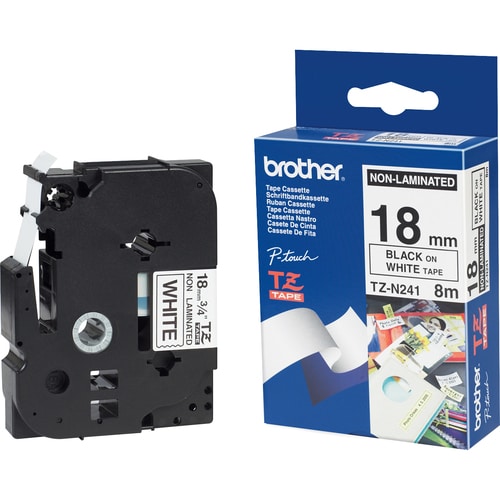 Ruban d'étiquettes Brother TZe-N241 - 18 mm x 8 m Longueur - Transfert thermique - Blanc - Plastique - 1 Rouleau - Auto-ad