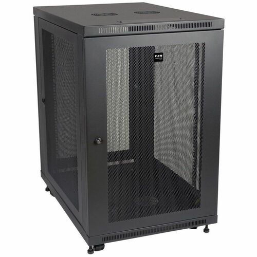 Eaton Tripp Lite Series SmartRack 18U Mid-Depth Half-Height Rack Enclosure Cabinet - 18U Rack Height x 19" Rack Width - Bl