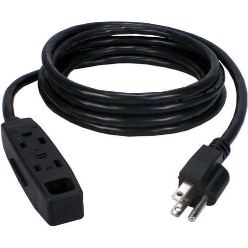 QVS 3-Outlet 3-Prong 10ft Power Extension Cord - 3-prong - 3 x AC Power - 10 ft Cord - 13 A Current - 125 V AC Voltage - 1