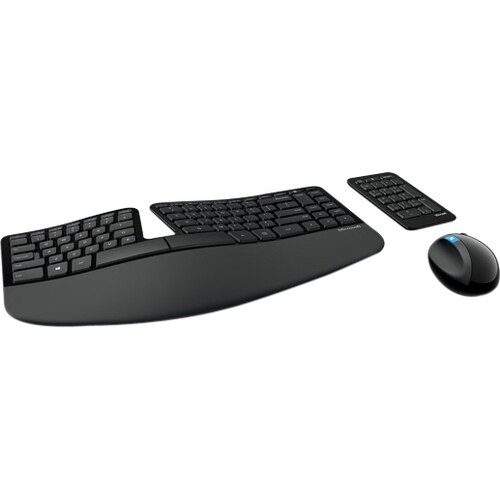 Microsoft Sculpt Ergonomic Desktop Keyboard And Mouse - USB 2.0 Wireless RF 2.40 GHz Keyboard/Keypad - Black - USB 2.0 Wir