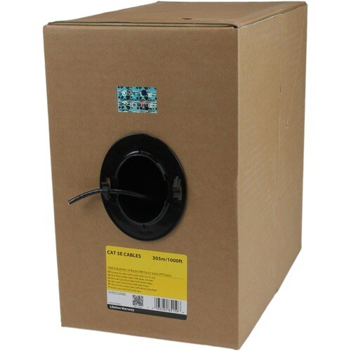 StarTech.com Bulk Cat 5e Ethernet Cable - 1000 ft. (304,8m) - Solid - CMR-Rated - Black - TAA Compliant - 1000 ft. (304,8m