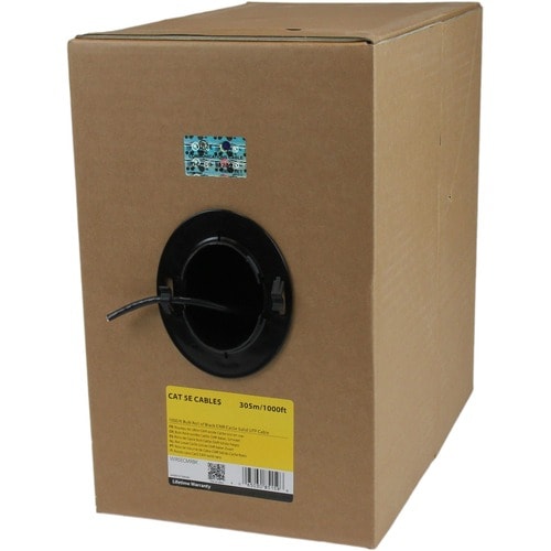 StarTech.com Bulk Cat 5e Ethernet Cable - 1000 ft. (304,8m) - Solid - CMR-Rated - Black - TAA Compliant - 1000 ft. (304,8m