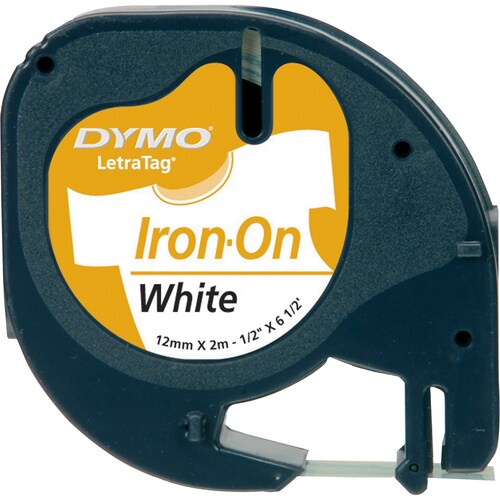 Dymo Label Tape - 12 mm Width x 2000 mm Length - Rectangle - White - Fabric - Washable