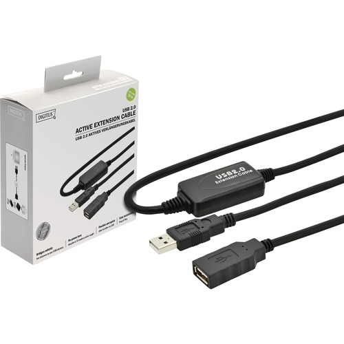 Digitus Aktives USB 2.0 Verlängerungskabel, 10m. Kabellänge: 10 m. Anschluss 1: USB A, Anschluss 2: USB A, USB-Version: US