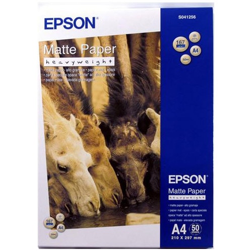 Epson C13S041256 Inkjet Matte Paper - A4 - 210 mm x 297 mm - 167 g/m² Grammage - Matte - 50 Sheet - Heavyweight, Light Res