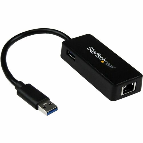 StarTech.com USB 3.0 to Gigabit Ethernet Adapter NIC w/ USB Port - Black - Add a Gigabit Ethernet port and a USB 3.0 pass-