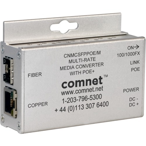 ComNet CNMC[2,4]SFP[POE][/M] Transceiver/Media Converter - Network (RJ-45) - 1x PoE+ (RJ-45) Ports - Single-mode, Multi-mo