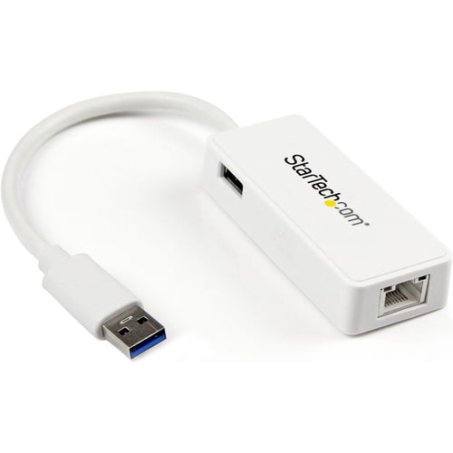StarTech.com USB 3.0 to Gigabit Ethernet Adapter NIC w/ USB Port - White - Add a Gigabit Ethernet port and a USB 3.0 pass-
