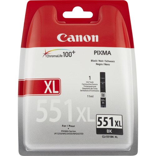 Canon CLI-551BK XL Original Alto Yield Jato de tinta Tinteiro - Preto - 1 Pack - Jato de tinta - Alto Yield - 1 Pack