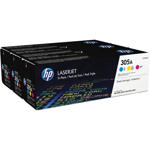 HP 305A CYM (CF370AM) Original Laser Cartucho de toner - Ciano, Magenta, Amarelo - 3 / Cartão - Laser - 1 Cada