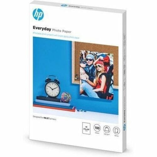 HP Everyday Inkjet Photo Paper - A4 - 210 mm x 297 mm - 200 g/m² Grammage - Glossy, Textured - 100 Sheet