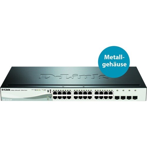 Conmutador Ethernet D-Link DGS-1210 DGS-1210-24P 24 Puertos Gestionable - 10/100/1000Base-T - 2 Capa compatible - 4 Ranura