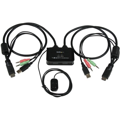 StarTech.com 2 Port USB HDMI Cable KVM Switch with Audio and Remote Switch - USB Powered - Control two HDMI®, USB equipped