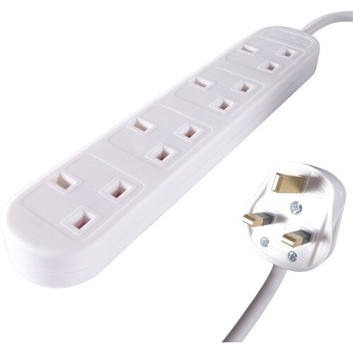 connektgear Power Strip - BS 1363/A - 4 x BS 1363/A - 2m Cord - 13 A Current - 230 V AC Voltage - Wall Mountable - White