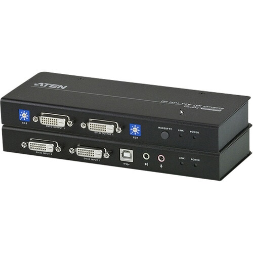 ATEN DVI Dual View KVM Extender-TAA Compliant - 1 Computer(s) - 1 Remote User(s) - 196.85 ft Range - WUXGA - 1920 x 1200 M