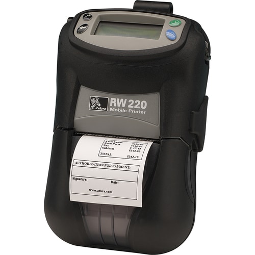 Zebra RW 220 Direct Thermal Printer - Monochrome - Portable - Receipt Print - USB - Serial - Bluetooth - Battery Included 