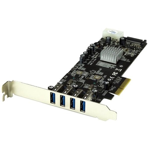 StarTech.com 4 Port PCI Express (PCIe) SuperSpeed USB 3.0 Card Adapter w/ 2 Dedicated 5Gbps Channels - UASP - SATA / LP4 P