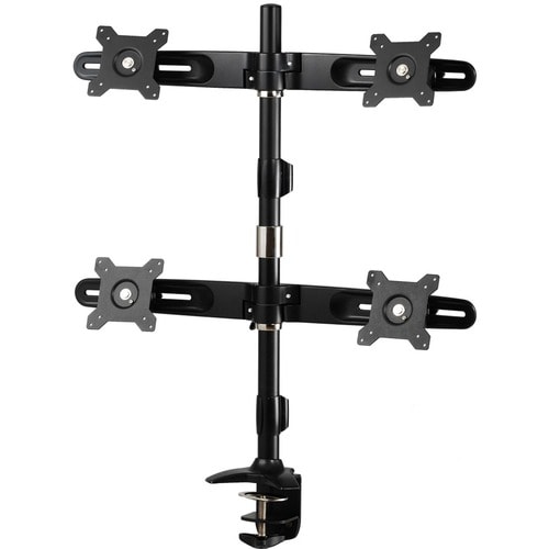 Amer Mounts Clamp Based Quad Monitor Mount for four 15"-24" LCD/LED Flat Panel Screens - Supports up to 17.6lb monitors, +
