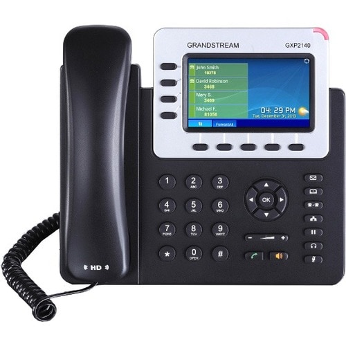 Grandstream GXP2140 IP Phone - Corded/Cordless - Corded - Bluetooth - Wall Mountable - Black - 4 x Total Line - VoIP - 2 x