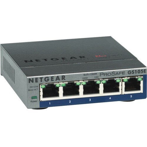 Netgear ProSafe Plus Switch, 5-Port Gigabit Ethernet - 5 Ports - 10/100/1000Base-T - 2 Layer Supported - Wall Mountable - 