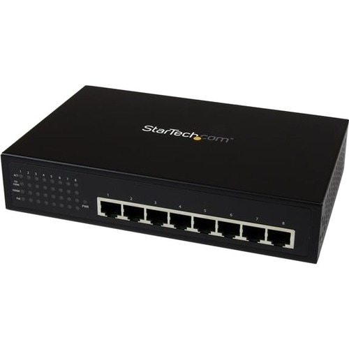 StarTech.com 8 Port Unmanaged Industrial Gigabit Power over Ethernet Switch - 802.3af/at PoE+ Switch - Wall Mountable - Co