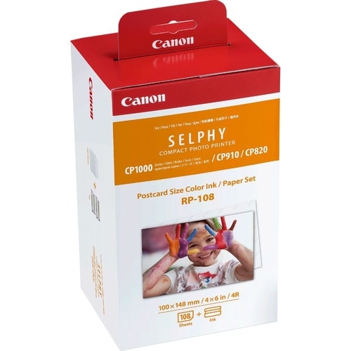 Canon RP-108 Original High Yield Thermal Transfer, Dye Sublimation Ink Cartridge/Paper Kit - 1 Pack - 108 Images