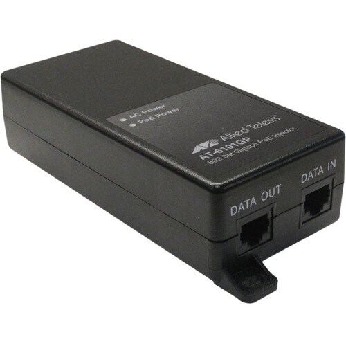 Allied Telesis Gigabit PoE+ Injector - 110 V AC, 220 V AC Input - 55 V DC, 600 mA Output - 1 x 10/100/1000Base-T Input Por