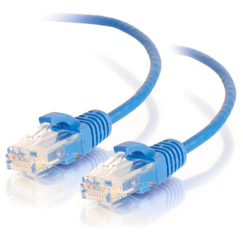 C2G 6in Cat6 Ethernet Cable - Slim - Snagless Unshielded (UTP) - Blue - Slim Category 6 for Network Device - RJ-45 Male - 