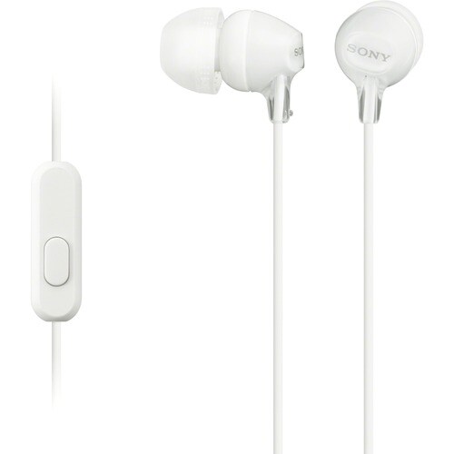 Sony Fashion Color MDR-EX15AP/W Wired Earbud Stereo Earset - White - Binaural - In-ear - 16 Ohm - 8 Hz to 22 kHz - 120 cm 