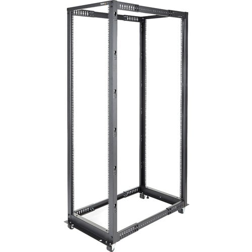 StarTech.com 42U Adjustable Depth Open Frame 4 Post Server Rack Cabinet - Flat Pack w/ Casters, Levelers and Cable Managem