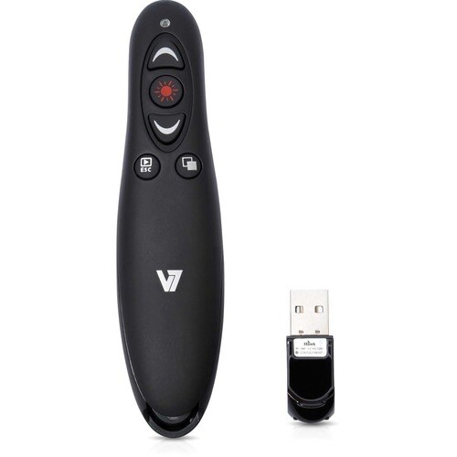 V7 Professional Wireless Presenter with Laser Pointer and microSD Card Reader - Wireless - Radio Frequency - 2.40 GHz - Bl