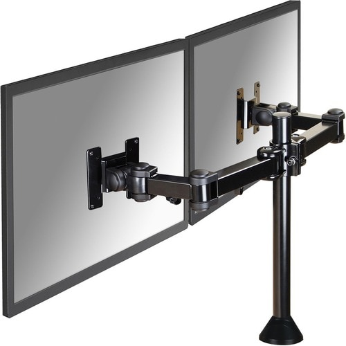 Newstar Full Motion Dual Desk Mount (grommet) for two 10-27" Monitor Screens, Height Adjustable - Black - Height Adjustabl