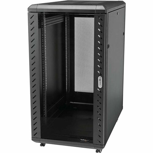 StarTech.com Armadio Rack 19" 22U su Ruote - Server Rack a 4 Montanti con Profondità Regolabile, Pannelli Laterali e Porta
