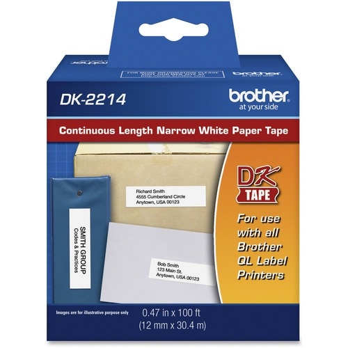 Brother Durable Paper Tapes - 15/32" x 100 ft Length - Rectangle - Direct Thermal - White - 1 / Roll