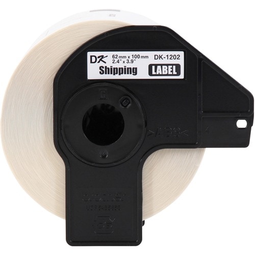 Brother DK Shipping Labels - 4" (101.60 mm) Width x 2 2/5" (60.96 mm) Length - White - Paper - 300 / Roll - 300 / Roll