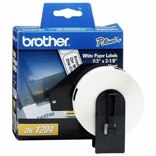 Brother QL Printer DK1204 Multipurpose Labels - 2 1/8" (53.85 mm) Width x 21/32" (16.76 mm) Length - Rectangle - Direct Th