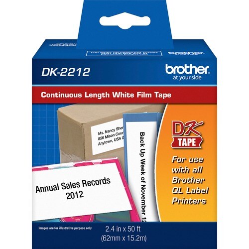 Brother Continuous Length Film Tape - x 2 7/16"" (61.98 mm) WidthDirect Thermal - White - 1 Roll
