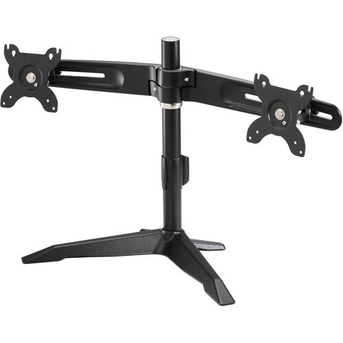 Amer Mounts Stand Based Dual Monitor Mount for two 15"-24" LCD/LED Flat Panel Screens - Supports up to 26.5lb monitors, +/