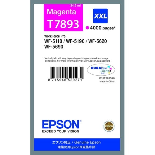 Cartucce di inchiostro, DURABrite™ Ultra, T789, Confezione singola, 1 x 34,2 ml Magenta, Elevata, XXL;Tanica Magenta