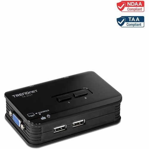 Boîtier de commutation KVM TRENDnet TK-207K - 2 Ordinateur(s) - VGA, SVGA - 2048 x 1536 - 2 x USB - 1 x VGA