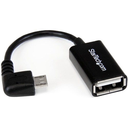 StarTech.com 5in Right Angle Micro USB to USB OTG Host Adapter M/F - Connect your USB On-The-Go capable tablet computer or