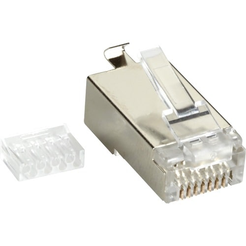 Black Box CAT6 Modular Plug Shielded RJ45 50-Pack - 50 - 1 x 8-pin RJ-45 Network Male - Shielding - Transparent - TAA Comp